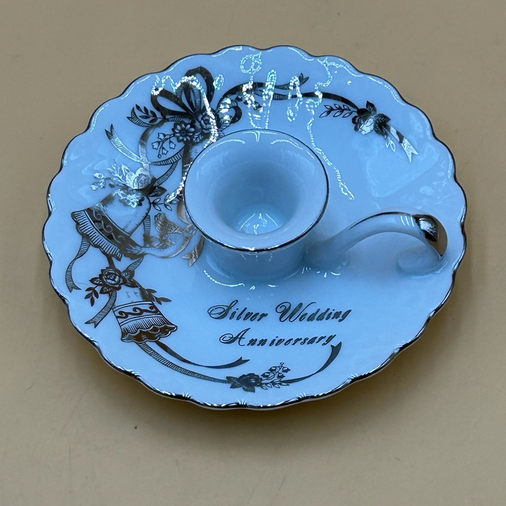 Lefton 25th anniversary candlestick holder